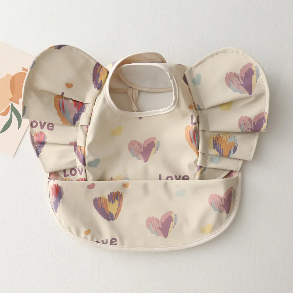 Baby Bibs INS Nordic Style Angel Feed Pocket Burp Girl Boy Infant Meals Bib Waterproof Easy Clean Cute Elephant Bibs Soft PU