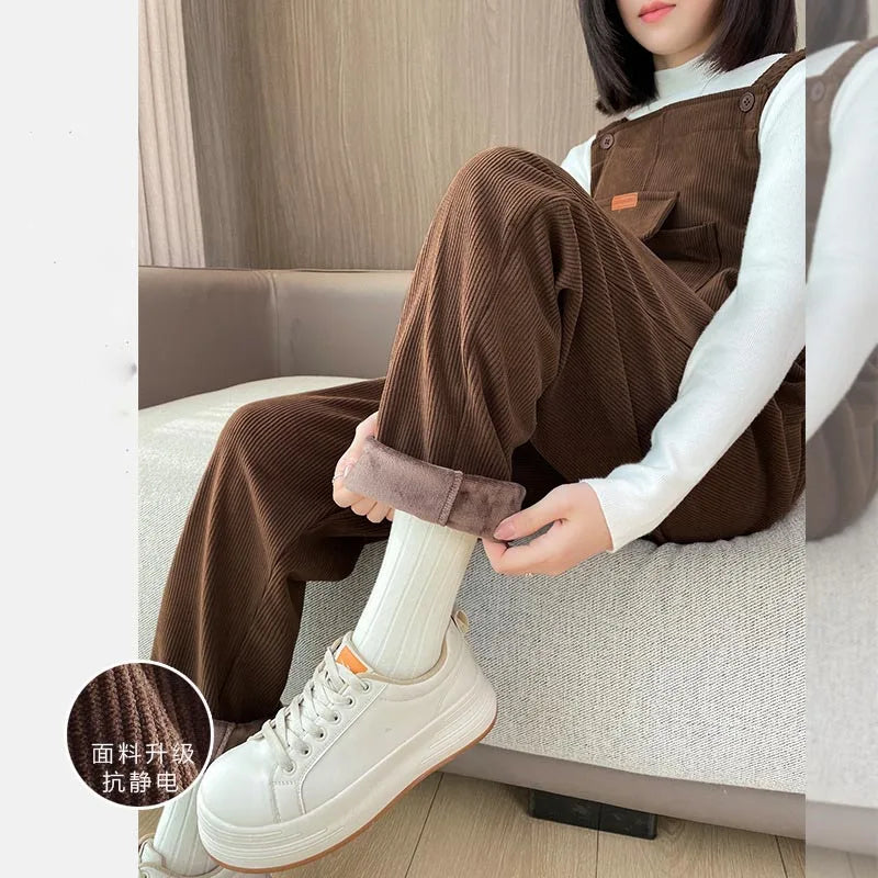 Pregnant Maternity Casual Corduroy Trousers Suspender Overalls Bib Trouser Autumn and Winter Maternity Clothing Pants Jumpsuit