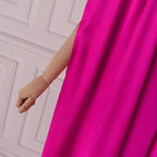 Elegant Evening Dress VONDA Women Pleated Stand Collar Long Sleeve Satin Party Sundress Autumn Casual Solid Loose Robe Vestidos