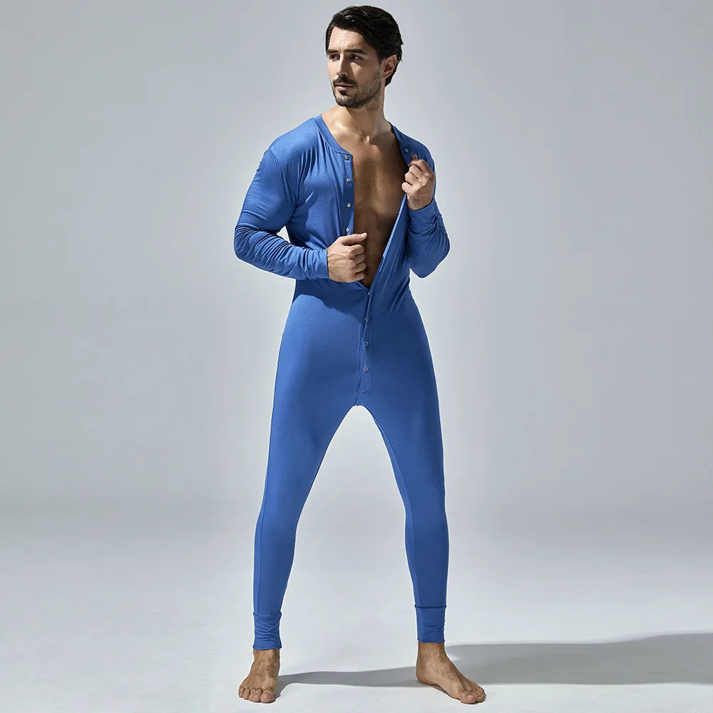 New Men's One-Piece Pajamas Home Fitness Wear Men's Bodysuit