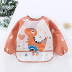 Baby Boys Girls Burp Cloth Banana Bibs for1-3Year Long Sleeve Scarf Waterproof Toddler Art Smock Feeding Bib Apron Pocket Infant