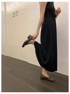 2025 Women Slip on Casual Loafers Chunky Heel Shoe Soft Moccasins Footwear New Fashion Split Toe Shoes Zapatos De Mujer