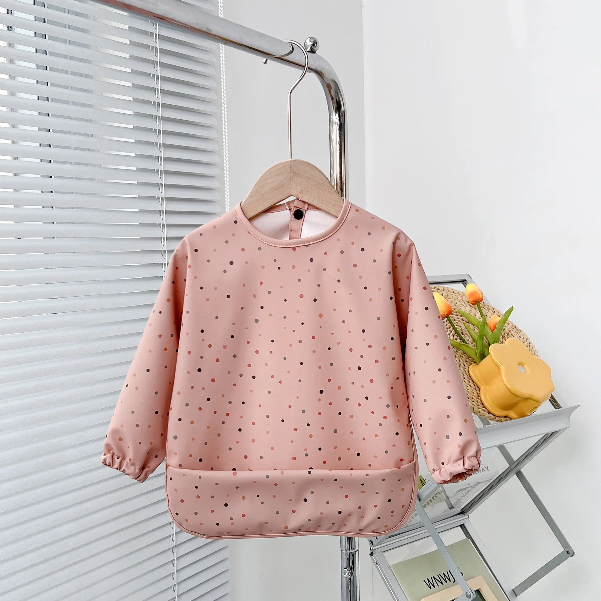 2025New Solid Color Painting Smock Baby's Soft Waterproof Long Sleeve Art Smock Feeding Bib Apron for Kids Accessories