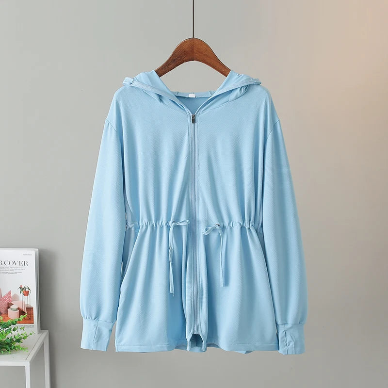 UV Protection Thin Breathable Sun-Proof  Cycling Coat Ice Silk Sunscreen Hoodies Long Sleeve Summer Ice Silk Sunscreen Clothing