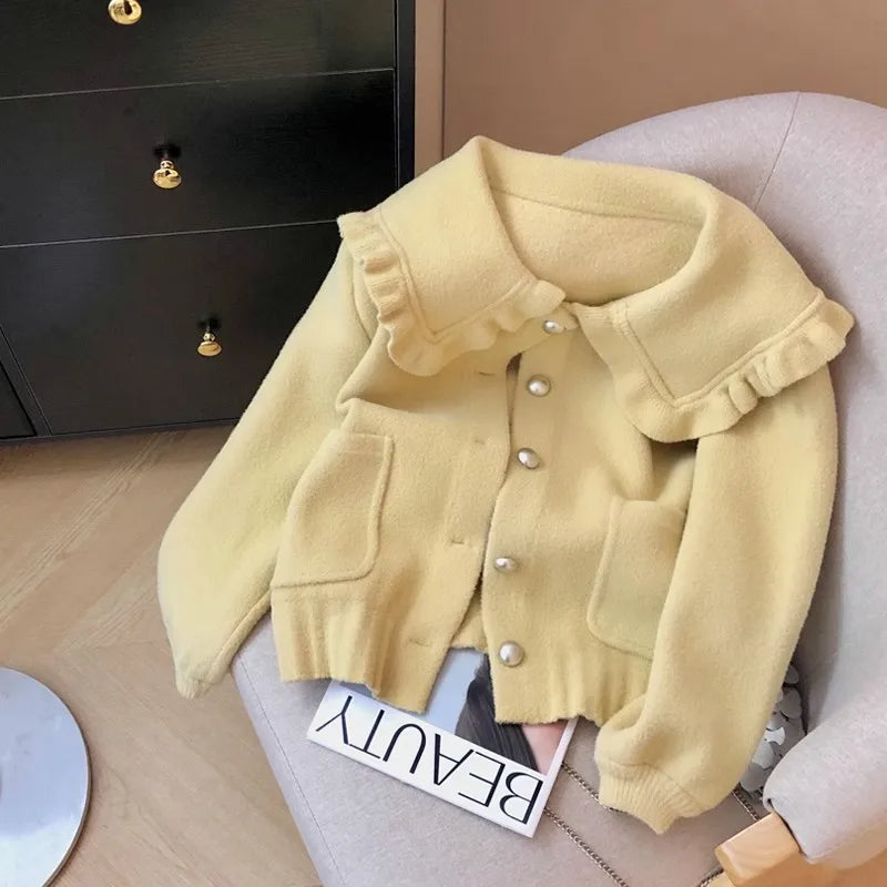 Women Jackets New Long Sleeve Doll Collar Women Jacket Black Elegant Jacket Coat Women Jaqueta Feminina Chaquetas De Mujer Q2180