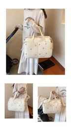 New High-capacity Mummy Bag Embroidered Bear Mother and Baby Handbag Baby Bottle Diaper Portable Baby Stroller Bag