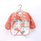 Baby Boys Girls Burp Cloth Banana Bibs for1-3Year Long Sleeve Scarf Waterproof Toddler Art Smock Feeding Bib Apron Pocket Infant