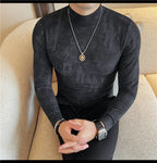Men Tie-Dye Long-Sleeve T-Shirt | Half-High Collar Base Layer Trendy Versatile Casual Wear 95% Cotton Breathable  Sweat-wicking