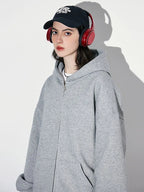 Women's Fashion Warm Hooded Jacket Fall Autumn Winter Gray Long Sleeve Pocket Double Zipper Jacket Commuter Casual Women Jacket