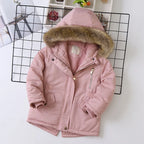 2025 Autumn Winter Girl Jacket Coat Faux Fur Hooded Plus Velvet Thicken Warm Jacket For Girl 4-14 Year Kids Teenager Girl Parka