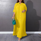 Women Eid Muslim Dresses Stand Collar Single Breasted Dubai Arab Vestidos Ramadan Casual Loose Kaftan Dress Solid Pleated