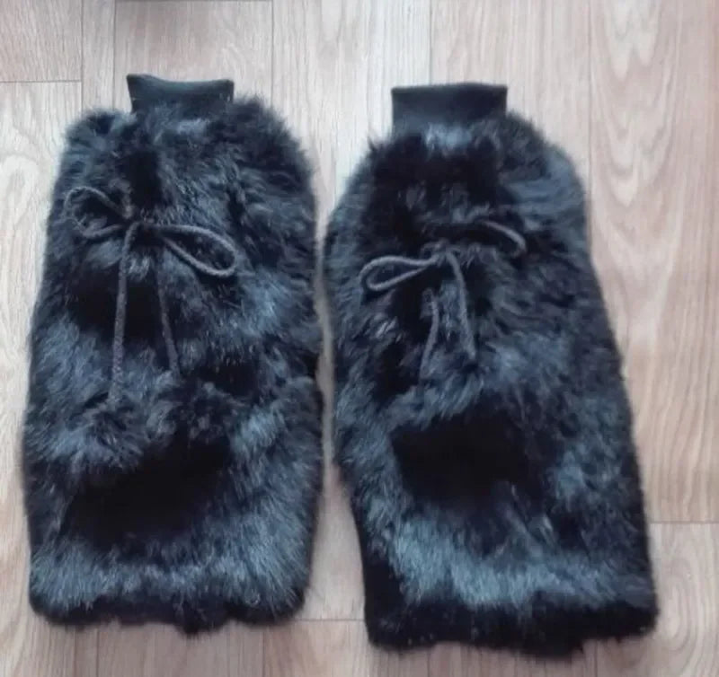 Warm Spring Women Fur Leg warmer With Rabbit Fur Leg warmer Girls Over Knee For Atumn and Winter 2018 Fashion polainas mulher