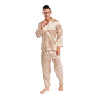 Mens Satin Pajamas Set Two Pieces Sleepwear
