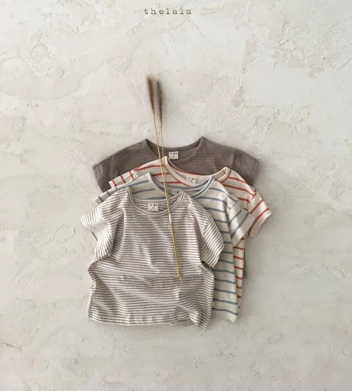 Baby Boy Stripe Shirt Summer Casual Short Bat Sleeve Kids Shirt