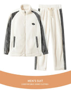 Men's Pajamas made of coral fleece, Plus Size 8XL, spliced, square collar, long sleeves, long pants, warm Sleepwear Set