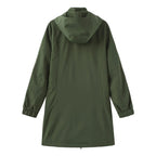 Spring Autumn Women's Solid Color Long Sleeve Lightweight Trench Coat with Detachable Hood Water-Repellent Windbreaker