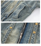 Cowgirl Streetwear Blue Denim Jacket Girl Harajuku Washed Distressed Jacket For Kids Child Gothic Punk Ripped Jeans Coat 5-14 T