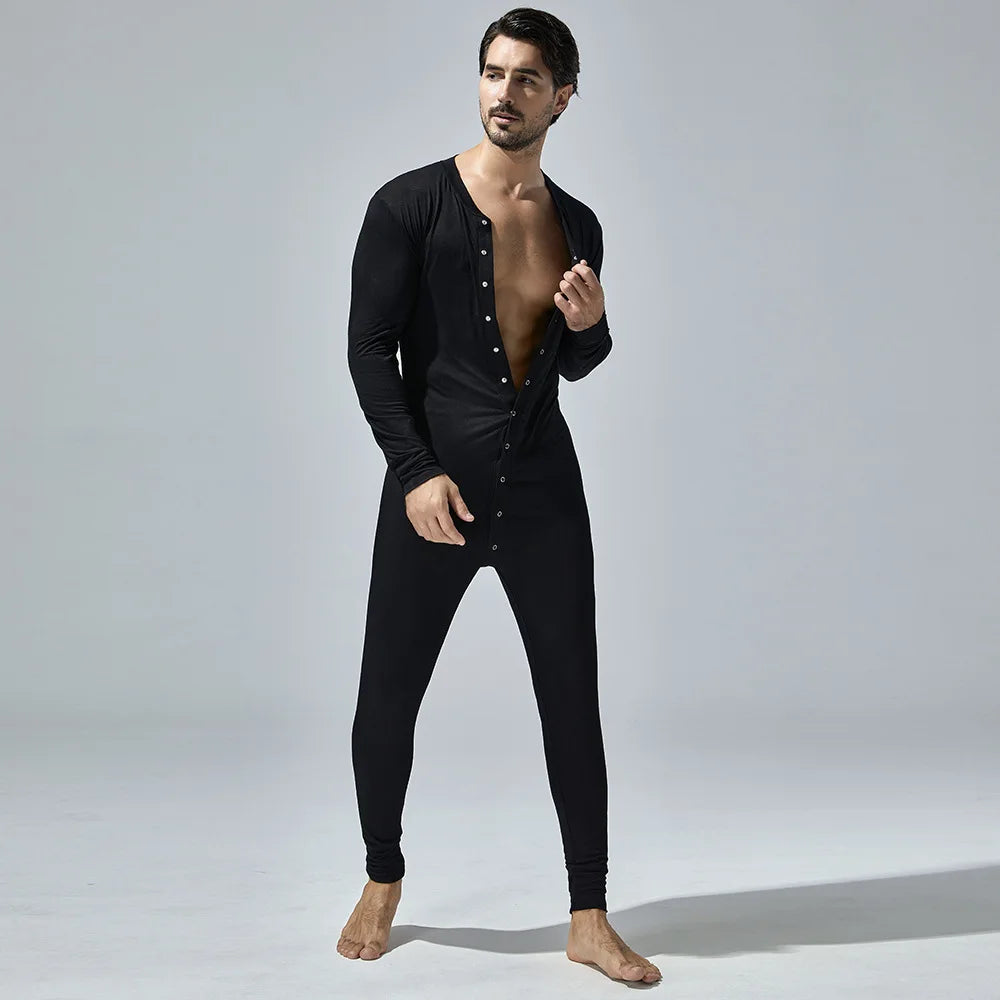 New Men's One-Piece Pajamas Home Fitness Wear Men's Bodysuit