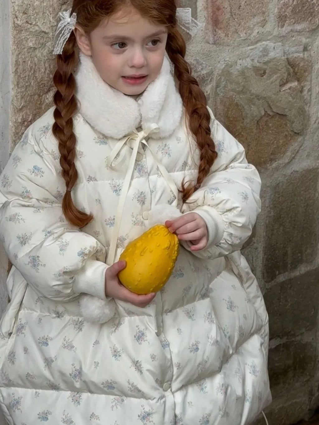 2025 Winter New Down Coat Korean Fashion Princess Floral Print Warm Cotton-padded Outerwear Kids Casual Sweetheart Parkas