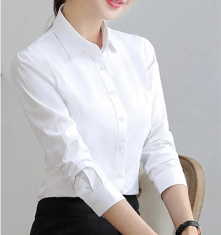 Elegant Women Shirts Woman White Shirt Long Sleeve Blouse