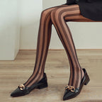 Lingerie Striped Tights Women Sexy Lace Mesh Fishnet Stockings Women Pantyhose Female Hosiery Sexy Slim Women Tights Pantyhose