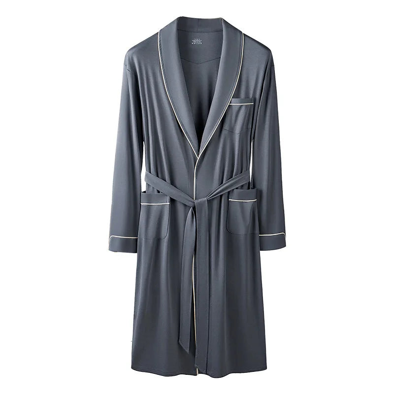 Men Robes Ultra Fine Modal Lounge Robe for Autumn and Winter Soft Silky Bath Robe for Men