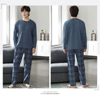 Fashion Lounge Pajamas Sets Men's Spring New Long-sleeved Tops with Trousers Cotton Homewear Comfort Simple Sleepwear Two Pieces