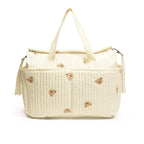 New High-capacity Mummy Bag Embroidered Bear Mother and Baby Handbag Baby Bottle Diaper Portable Baby Stroller Bag