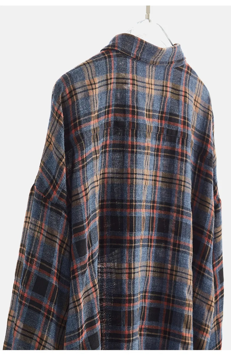 High-Quality Custom-Made Fabrics, Very Limited Quantity ~ Women's Plaid Long-Sleeve Shirt with Polo Collar, Casual Slim-Fit Loose Top, New Autumn 2025 Model