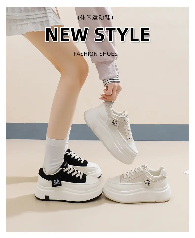 Shoes for Women Autumn Trend New Woman Flats Shoes Chunky Lace-up Soft-sole Casual Sneakers Female Vulcanized Shoe Walking Shoe