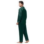 Men Pajamas Set Silk Satin Sleepwear
