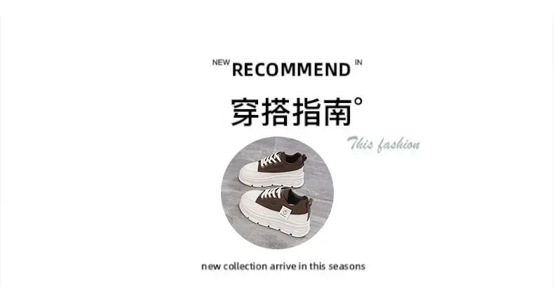 Shoes2025 Women Autumn Trend New Woman Flats Shoes Chunky Lace-up Soft-sole Casual Sneakers Female Vulcanized Shoe Walking Shoe