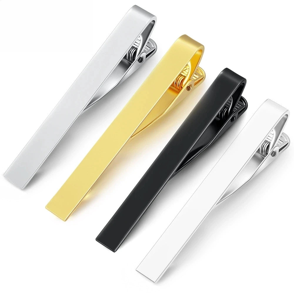 Tie Clips for Men's Metal Necktie Bar Dress Shirts Tie Pin for Wedding Ceremony Metal Silver Color Tie Clip Man Accessories