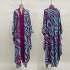 Ramadan Muslim fashion new vacation beach cape cardigan 3D digital printing casual Middle East Dubai robe women's clothing