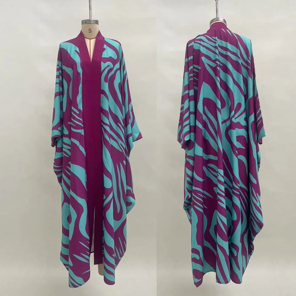 Ramadan Muslim fashion new vacation beach cape cardigan 3D digital printing casual Middle East Dubai robe women's clothing