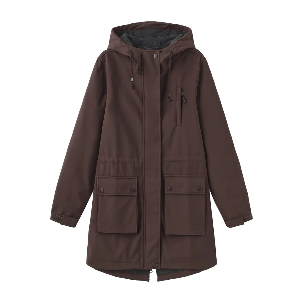 Waterproof Autumn Women's Mountaineering Coat Solid Big Pockets Hooded Loosse Female's Jacket Windproof Thermal outwear For Lady