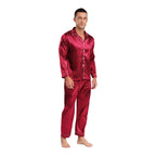 Mens Satin Pajamas Set Two Pieces Sleepwear