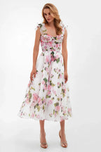 French Super Fairy Holiday Suspender Sleeveless Waist Printed Dress Slim Fit Party Dress for Women Bandage Sweet Ladies Dress