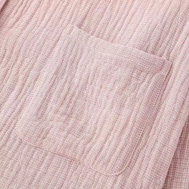 Japanese Style Pure Cotton Pajamas Men Women Breathable Four Layer Gauze Shirt Pants Set Comfortable Leisure Couples Homewear