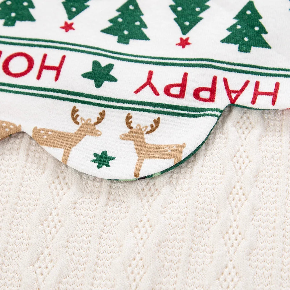 360° Christmas Day Baby Bibs for Infant Boys Girls Plaid Saliva Towel Cute Korea Ins O Neck Adjustable Button Feeding Burp Cloth
