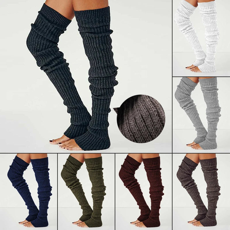 Winter Long Warm Leg Warmers Knitting Knee High Socks Girl Boot Topper Sock Skinny Stockings Lolita Knitted Crochet Long Socks
