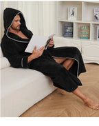 Men's Autumn/Winter New Style Comfortable Cotton Flannel Robe Luxury Open-Front Couples Robe Men's Warm Bathrobe Nightwear