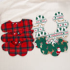 360° Christmas Day Baby Bibs for Infant Boys Girls Plaid Saliva Towel Cute Korea Ins O Neck Adjustable Button Feeding Burp Cloth