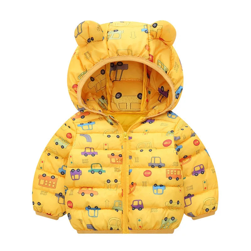 Baby Girls Hooded Down Jackets For Kids Coats Autumn Boys Cartoon Warm Jacket Coat Jacket Toddler Girl Zipper Jacket Outerwear