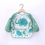 Baby Boys Girls Burp Cloth Banana Bibs for1-3Year Long Sleeve Scarf Waterproof Toddler Art Smock Feeding Bib Apron Pocket Infant