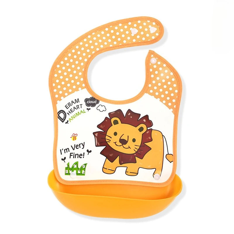 Baby Bib Waterproof Cartoon Newborn Feeding Soft Edible Aprons Baby Adjustable Burp Scarf
