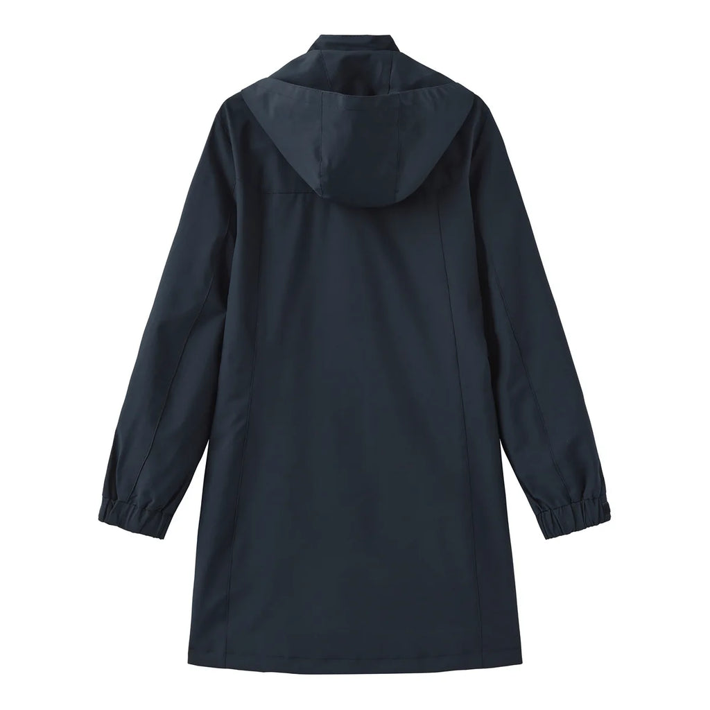 Spring Autumn Women's Solid Color Long Sleeve Lightweight Trench Coat with Detachable Hood Water-Repellent Windbreaker
