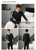 Fashion Lounge Pajamas Sets Men's Spring New Long-sleeved Tops with Trousers Cotton Homewear Comfort Simple Sleepwear Two Pieces