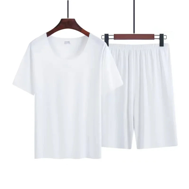 Men's two-piece ice silk pajamas