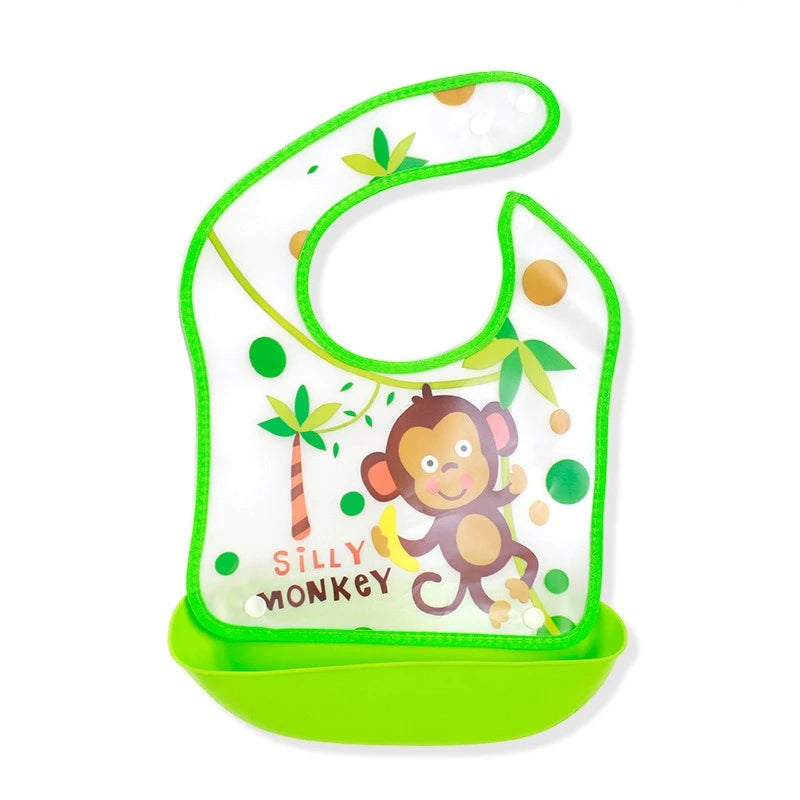 Baby Bib Waterproof Cartoon Newborn Feeding Soft Edible Aprons Baby Adjustable Burp Scarf